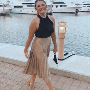 Gold pleated Zara skirt